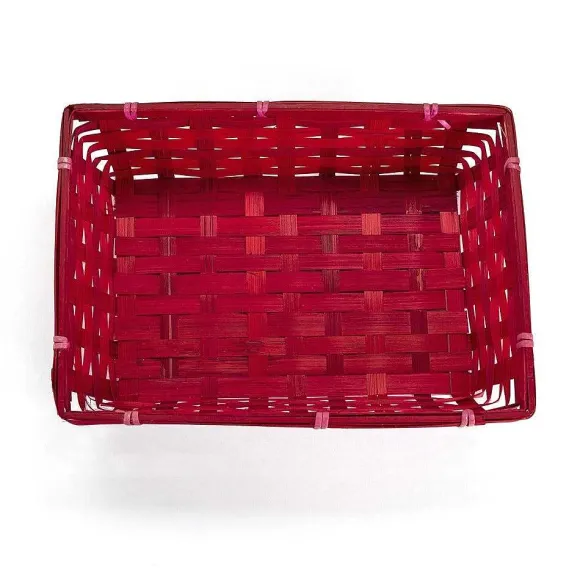 Fashion RETIF Panier Rectangulaire Bambou Rouge L25,7Xp18Xh7,5Cm