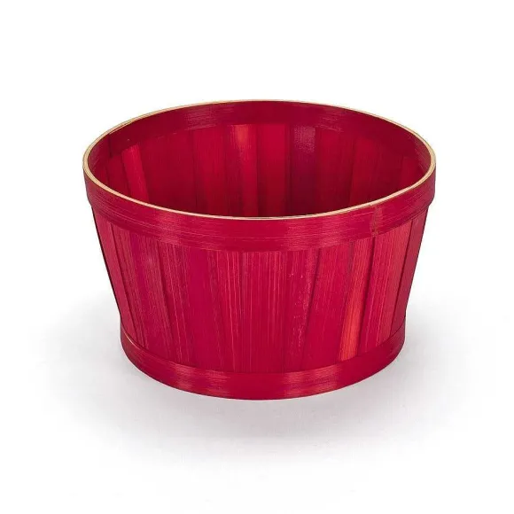 Hot RETIF Panier Rond Bambou Rouge D22Xh12,5Cm