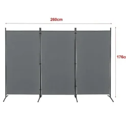 Hot RETIF Paravent De Confidentialit 3 Panneaux Teruel 176X260Cm Gris Fonc