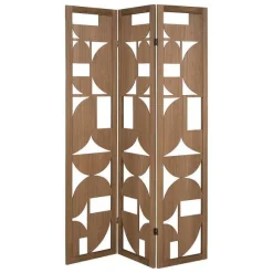 Outlet RETIF Paravent En Bois Marron Design Graphique Moderne H170Cm