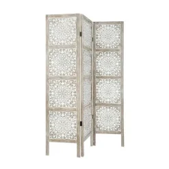 Flash Sale RETIF Paravent Etnik En Bois Sculpt Et Blanchi H169Cm