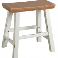 Fashion RETIF Petit Banc En Bois Naturel Et Blanc. 45X30X46