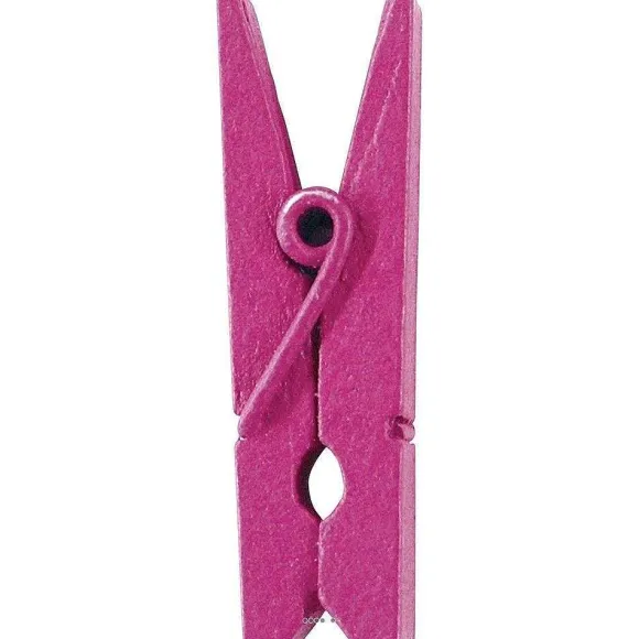 Fashion RETIF Pinces X12 En Bois Colore Fuchsia H3 5Cm Rose Fushia