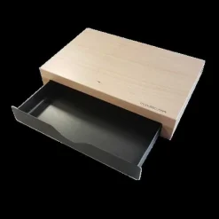Shop RETIF Plateau 'Slimwood Box' En Bois Naturel Avec Tiroir En M Tal Laqu , 25X16X4,5 Cm