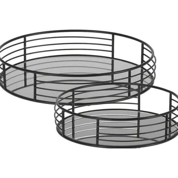 Online RETIF Plateaux Miroir Et M Tal Noir L20 X P20 X H5Cm Et L25 X P25 X H5Cm