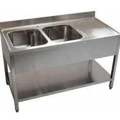 Discount RETIF Plonge Inox Murale Profondeur 600 Mm Long. 2000 Mm 2 Bacs Et Gouttoir Gauche