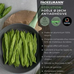 Discount RETIF Po Le Frire En Aluminium Recycl Et Couvercle En Verre De 28Cm Fackelmann