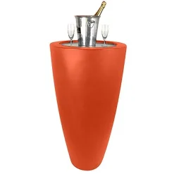 New RETIF Pot Conique Orange 3 En 1Pot De Fleurs-Mange Debout-Seau A Champagne Dessus Inox