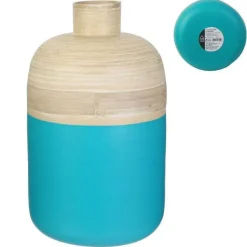 Flash Sale RETIF Pot D Coratif En Bambou Turquoise 34Cm M2