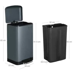 Cheap RETIF Poubelle 30 Litres Avec P Dale En Acier Seau Int Rieur Et Couvercle Poign E Fe