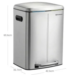 Fashion RETIF Poubelle 2 Seaux Poubelle De Cuisine 2X20 Litres Poubelle Double Seaux Int R