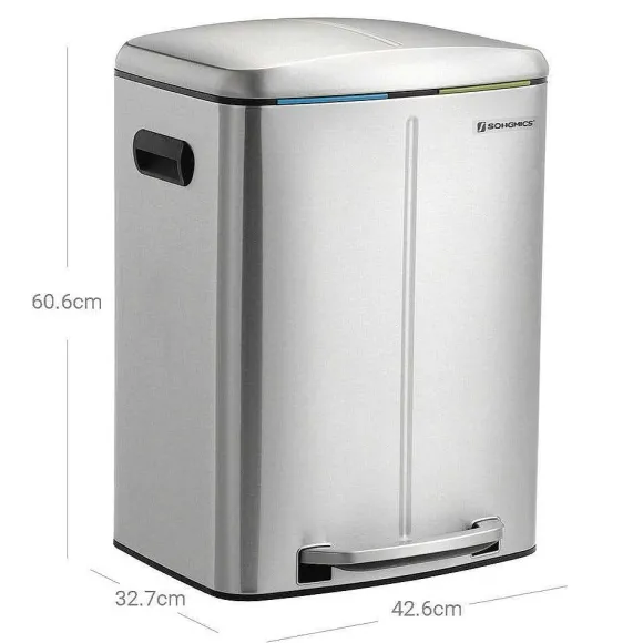Fashion RETIF Poubelle 2 Seaux Poubelle De Cuisine 2X20 Litres Poubelle Double Seaux Int R