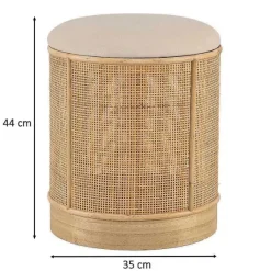 New RETIF Pouf Base En Bois Beige 35X35X44Cm
