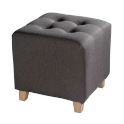 Clearance RETIF Pouf Lin Gris 35X35X35Cm