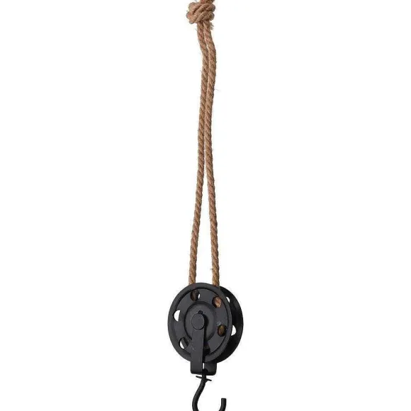 Flash Sale RETIF Poulie En M Tal Noir Avec Crochet Et Corde De Longueur 56Cm