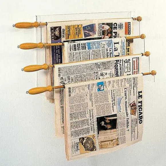 Cheap RETIF Pr Sentoir Mural 4 Baguettes Journaux En Bois - L 80Xp 18Xh 39Cm