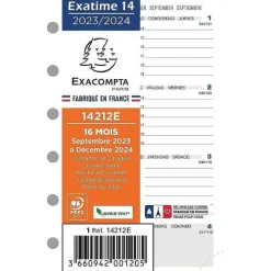 Best RETIF Recharge 2024 Exatime 14 Semainier Mill Sim 2 Pages/Semaine 16 Mois 126X81Mm