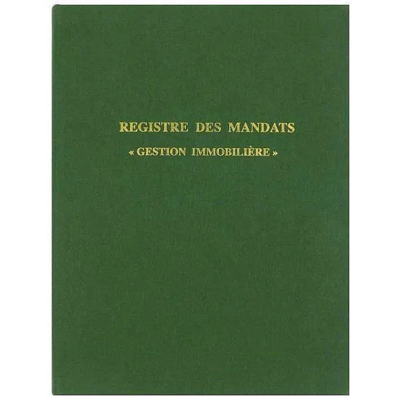Store RETIF Registre Mandat Gestion Immobiliere 32X25 Cm 200 Pages Vert