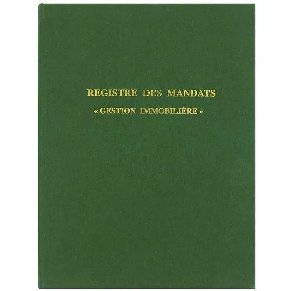Store RETIF Registre Mandat Gestion Immobiliere 32X25 Cm 200 Pages Vert