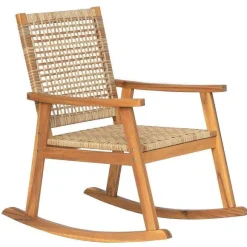 Flash Sale RETIF Rocking Chair Interieur Exterieur En Acacia Et Corde