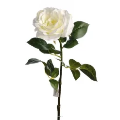 Discount RETIF Rose Maya Artificielle Blanc Neige H75Cm T Te Superbe 12Cm 4 Feuilles