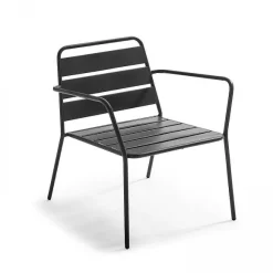 Store RETIF Salon 4 Places + 1 Table Basse Palavas Acier Anthracite 130X70X76 Cm