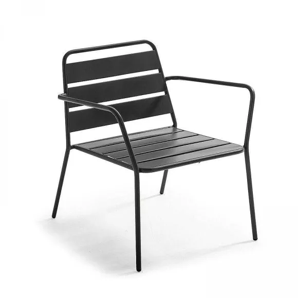 Store RETIF Salon 4 Places + 1 Table Basse Palavas Acier Anthracite 130X70X76 Cm