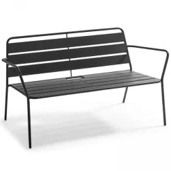 Store RETIF Salon 4 Places + 1 Table Basse Palavas Acier Anthracite 130X70X76 Cm