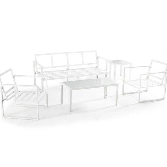 Store RETIF Salon 5 Places Deauville Gris Clair Aluminium Oviala 176 X 71 X 76 Cm