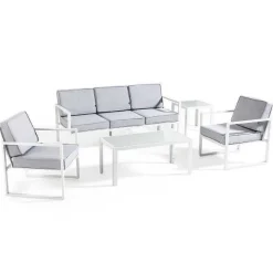 Store RETIF Salon 5 Places Deauville Gris Clair Aluminium Oviala 176 X 71 X 76 Cm
