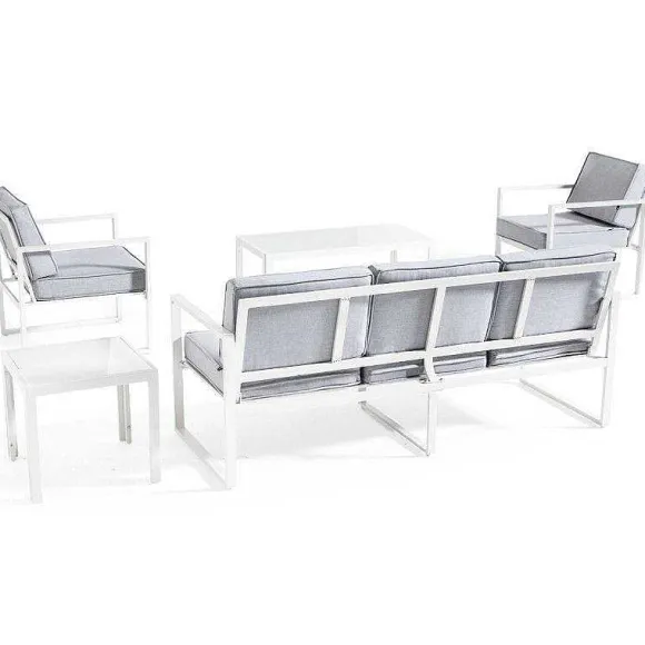 Store RETIF Salon 5 Places Deauville Gris Clair Aluminium Oviala 176 X 71 X 76 Cm