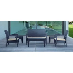 Outlet RETIF Salon De Jardin Empilable D'Ext Rieur Miami En R Sine Gris Fonc