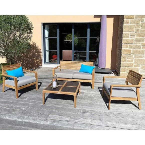 Best Sale RETIF Salon D'Ext Rieur Aquariva Pour 4 Personnes En Teck Massif Et Hpl Naturel