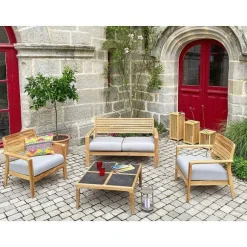 Best Sale RETIF Salon D'Ext Rieur Aquariva Pour 4 Personnes En Teck Massif Et Hpl Naturel
