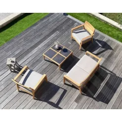 Best Sale RETIF Salon D'Ext Rieur Aquariva Pour 4 Personnes En Teck Massif Et Hpl Naturel