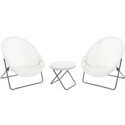 Cheap RETIF Salon En Polyr Sine Et Verre Tremp Kent Blanc