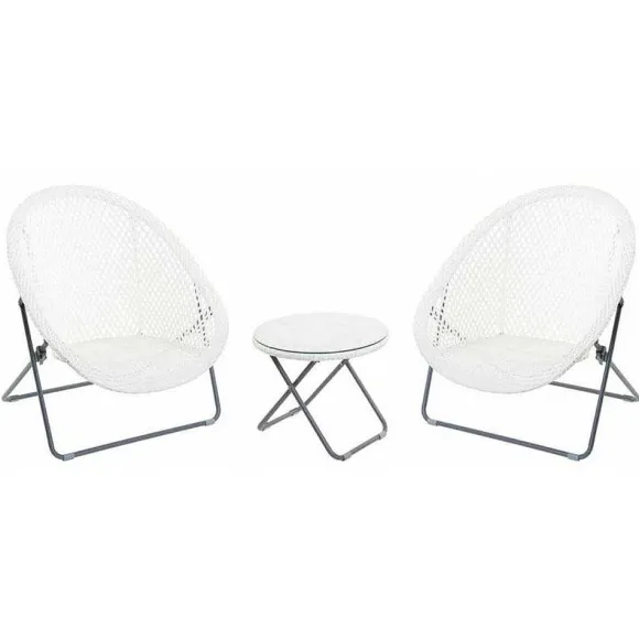 Cheap RETIF Salon En Polyr Sine Et Verre Tremp Kent Blanc