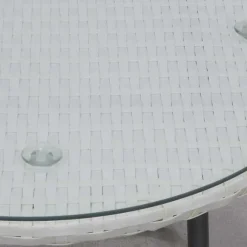 Cheap RETIF Salon En Polyr Sine Et Verre Tremp Kent Blanc