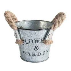 Best RETIF Seau En M Tal Gris Poign Es En Jute D.8 X H7Cm