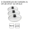 Store RETIF Set De 3 Couvercles De Cuisson En Verre 24Cm 28Cm Et 32Cm Elo