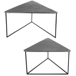 Fashion RETIF Set De 2 Tables Basses Triangle En M Tal Argent , Ls Des Plateaux De 80 E