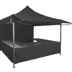 Fashion RETIF Stand Tente Pliante Alu 300X300Cm - 3 Murs + 4 Tables + Auvent - Noir