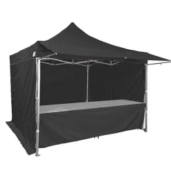 Online RETIF Stand Tente Pliante Alu 300X300Cm - 3 Murs + 2 Tables + Auvent - Noir