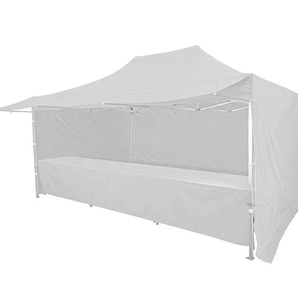 Fashion RETIF Stand Tente Pliante Alu 300X200Cm - 3 Murs + 2 Tables + Auvent - Blanc