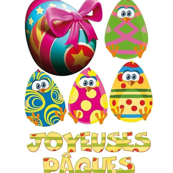 Fashion RETIF Sticker Ufs + Texte Joyeuse P Ques 70 X 100 Cm