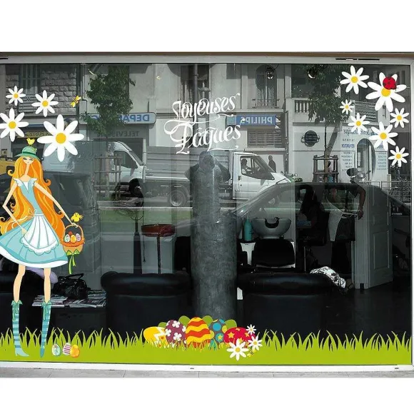 Fashion RETIF Sticker Ufs + Texte Joyeuse P Ques 70 X 100 Cm