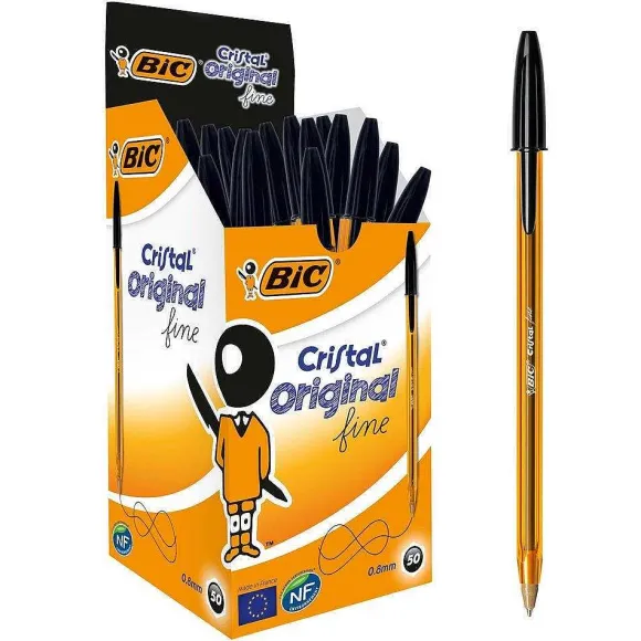 Outlet RETIF Stylos Bic Cristal Pointe Fine Noire - Par 50