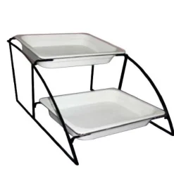 Outlet RETIF Support Pr Sentation Pour Bacs Gastronorme 1/2 2 Niveaux 36Cm Epoxy Noir
