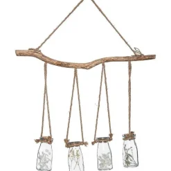 Cheap RETIF Suspension Bois Avec 4 Pots En Verre Et Fleurs S Ch Es L 53 Cm