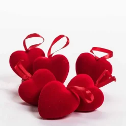 Store RETIF Suspension Coeur Rouge Floqu H.6,3Cm - Par 6